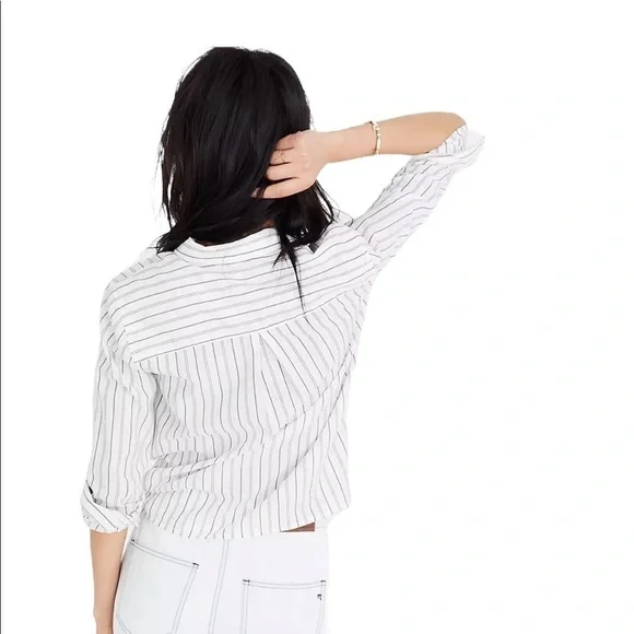 MADEWELL Tie-Front Shirt in Darcy Stripe - Picture 2 of 7